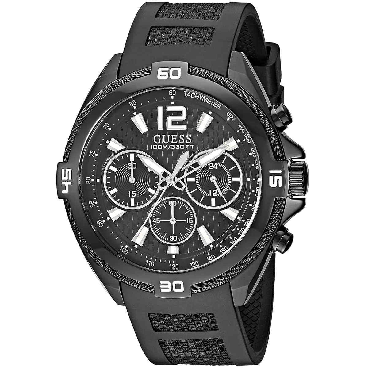 G.U.E.S.S   Black Rubber Strap Watch