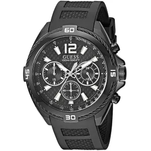 G.U.E.S.S   Black Rubber Strap Watch