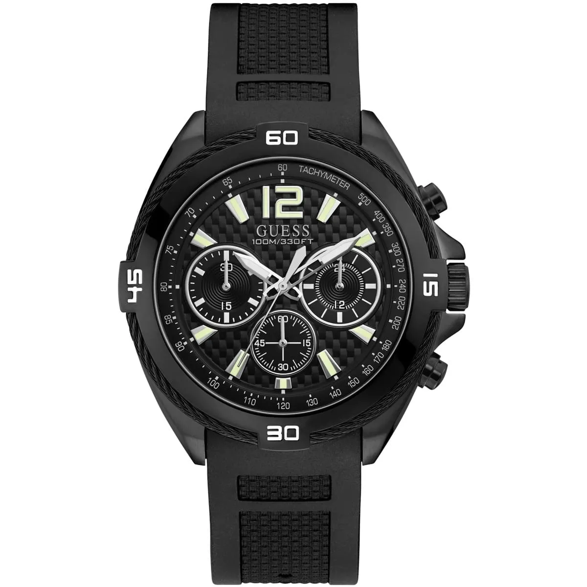 G.U.E.S.S   Black Rubber Strap Watch
