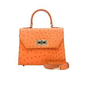 Kyra Women's Luna Ostrich Orange Hand Bag