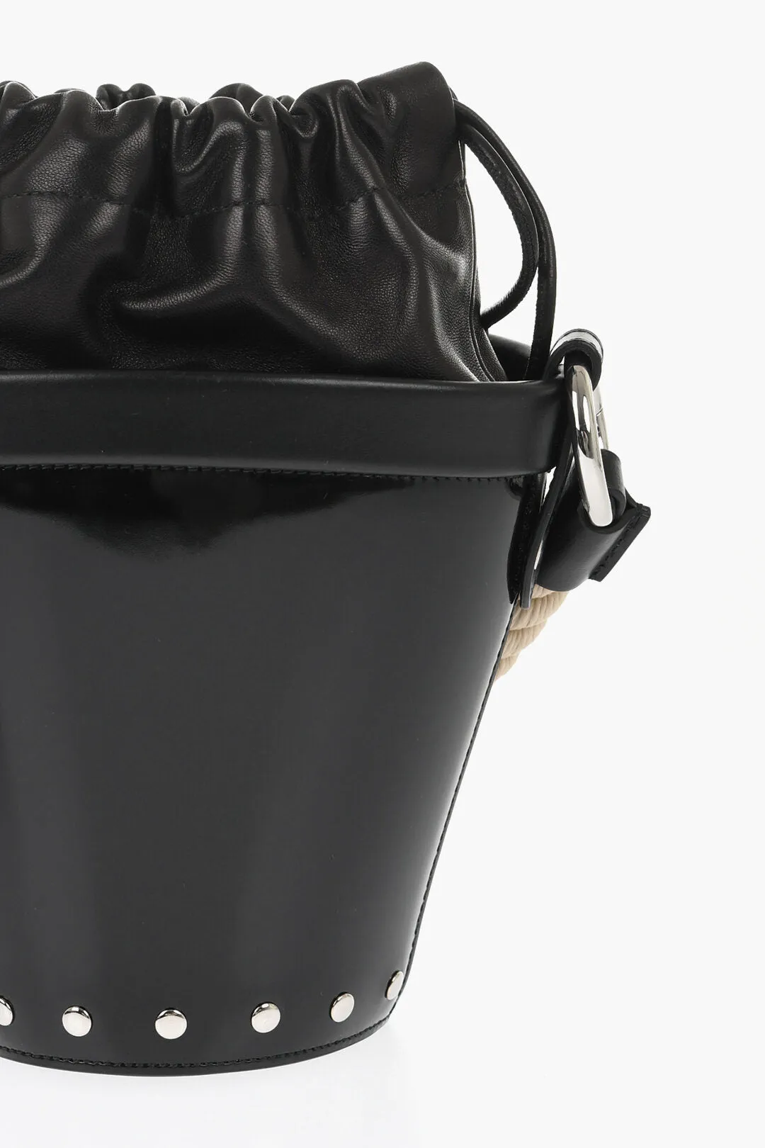 Maison Margiela Mm11 Patent Letaher Bucket Bag With Removable Strap