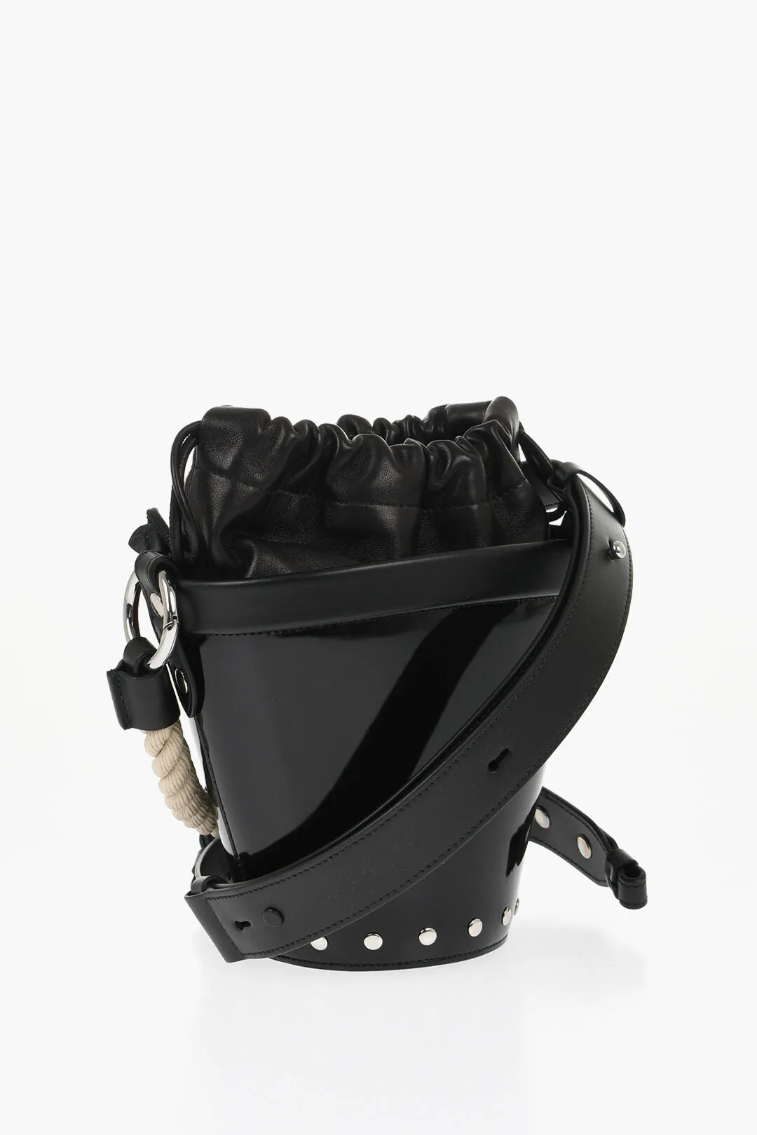 Maison Margiela Mm11 Patent Letaher Bucket Bag With Removable Strap