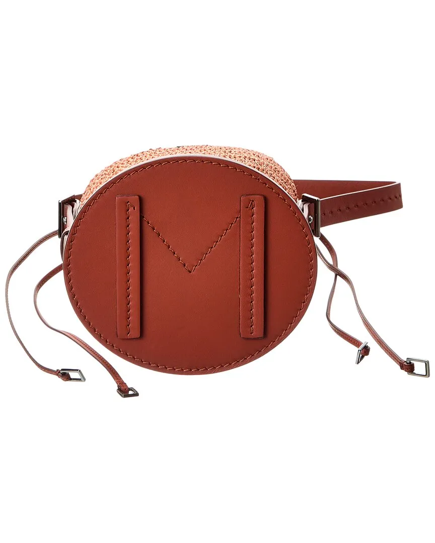 Max Mara Logo Plaque Leather-Trim Bucket Bag