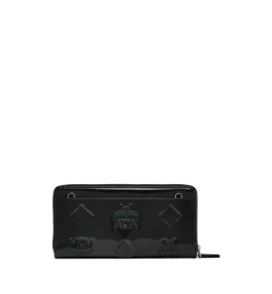 MCM Women's Aren Chain Zip Around Wallet in Maxi Patent Leather