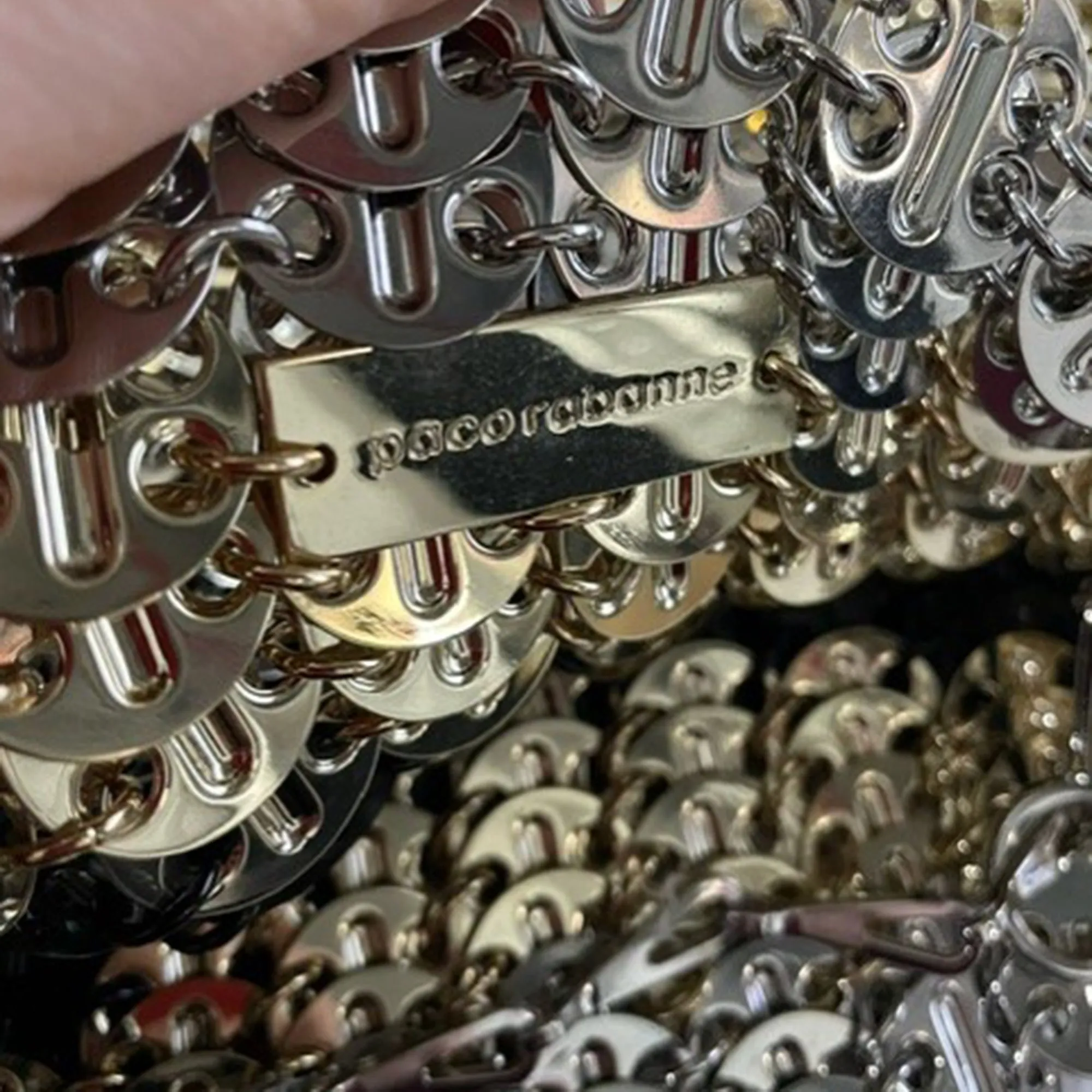 Paco Rabanne Chainmail Shoulder Bag in Gold Metal