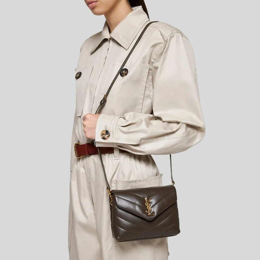 SAINT LAURENT YSL Loulou Toy Strap Bag In Quilted "Y" Leather Light Musk 678401DV707