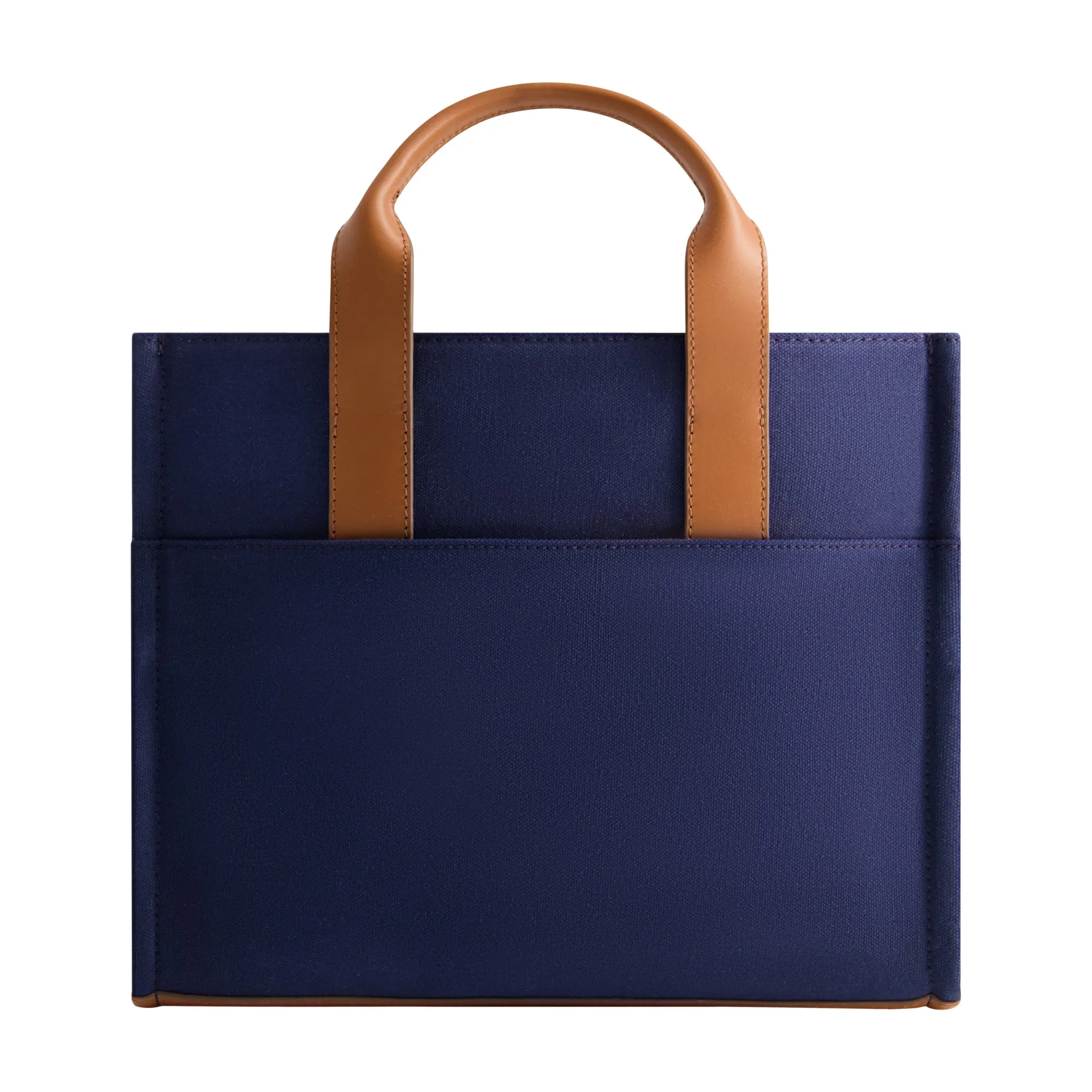 Solid Canvas Medium Tote with Leather Trim