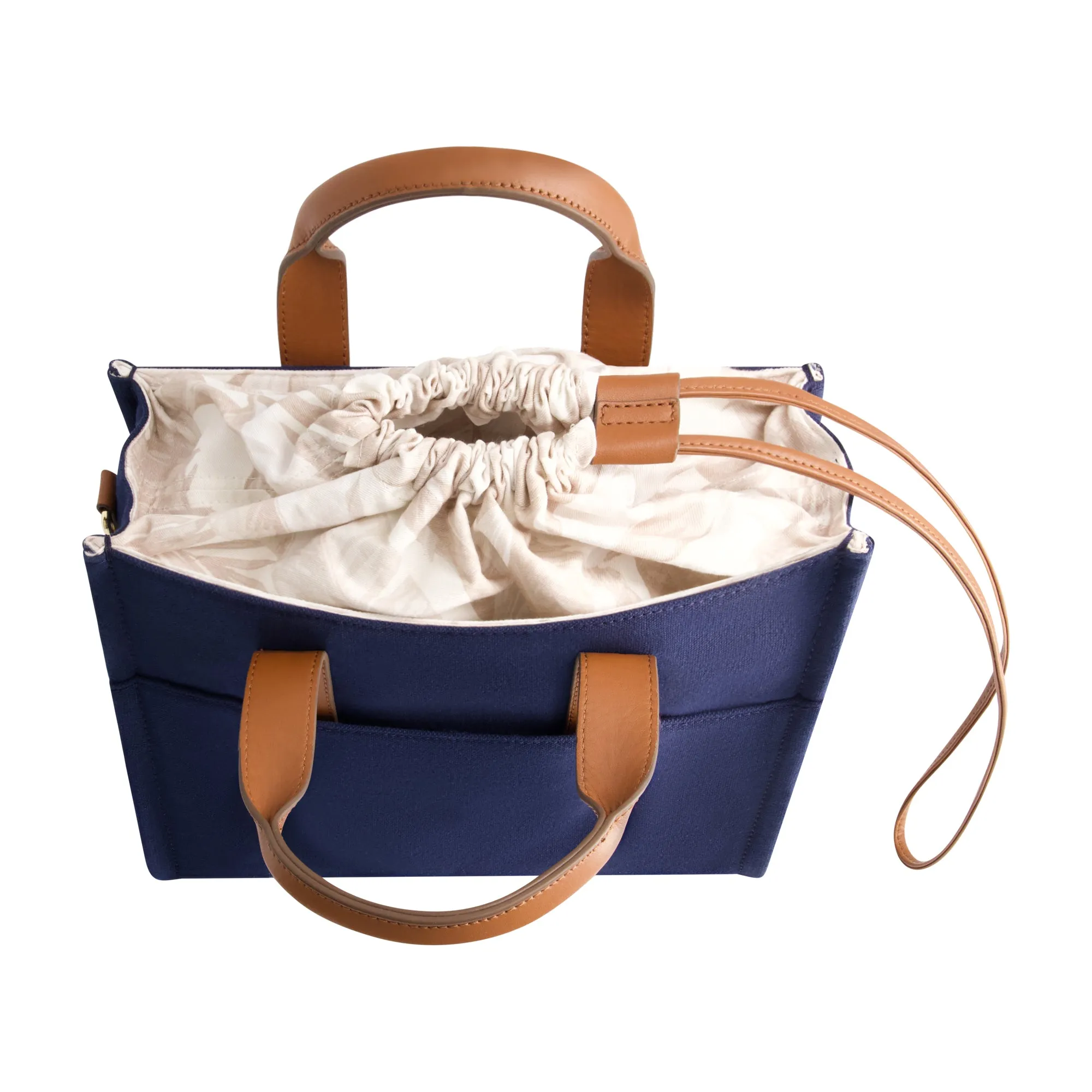 Solid Canvas Medium Tote with Leather Trim