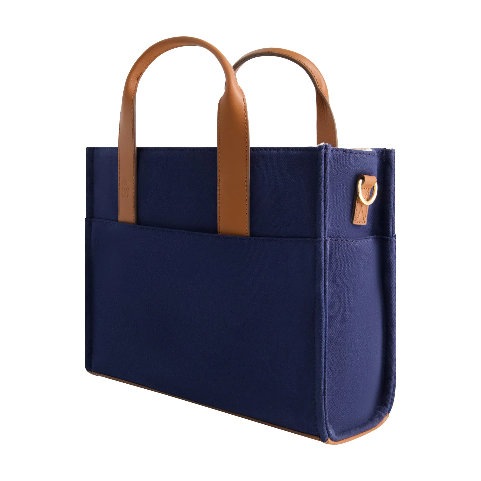 Solid Canvas Medium Tote with Leather Trim