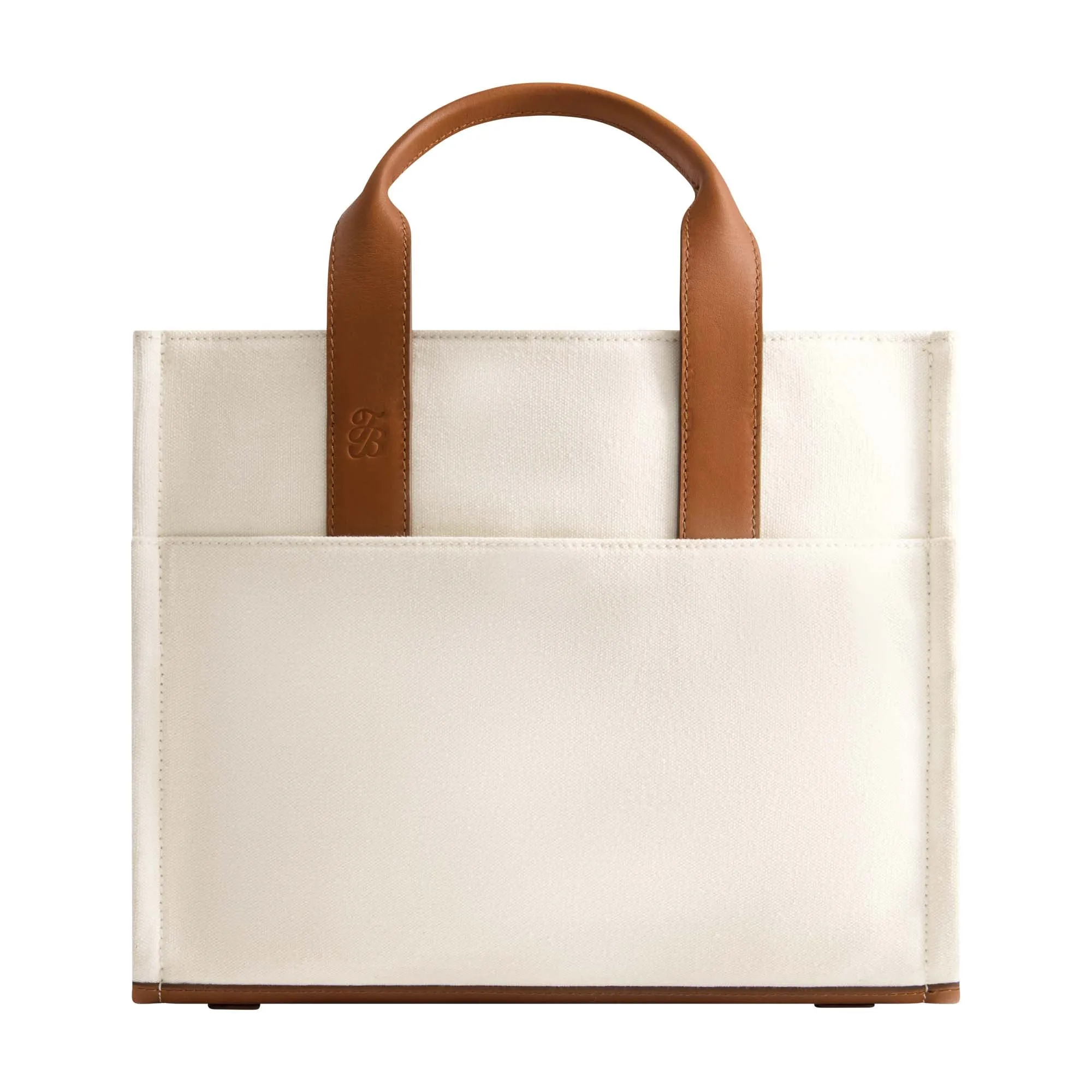 Solid Canvas Medium Tote with Leather Trim