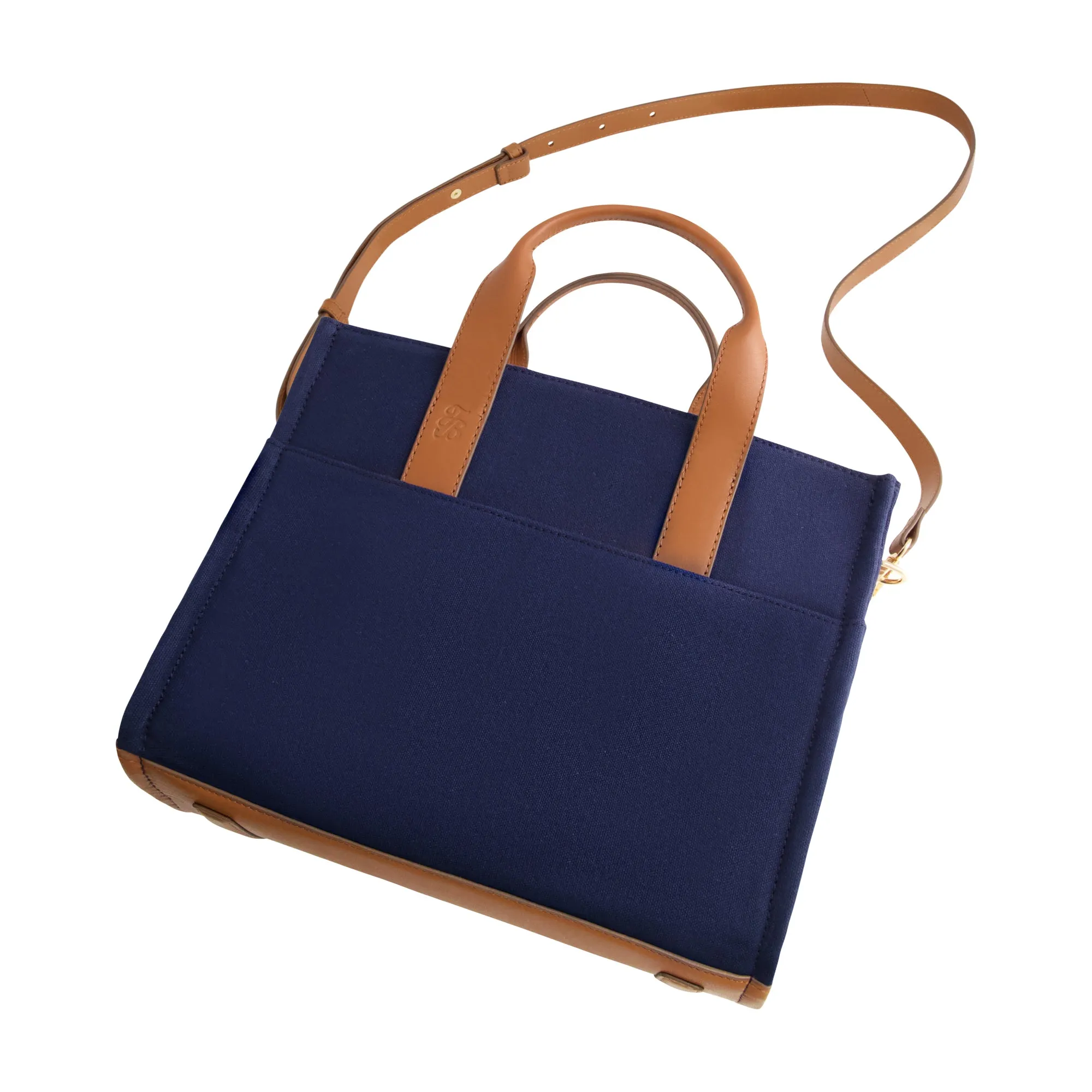 Solid Canvas Medium Tote with Leather Trim
