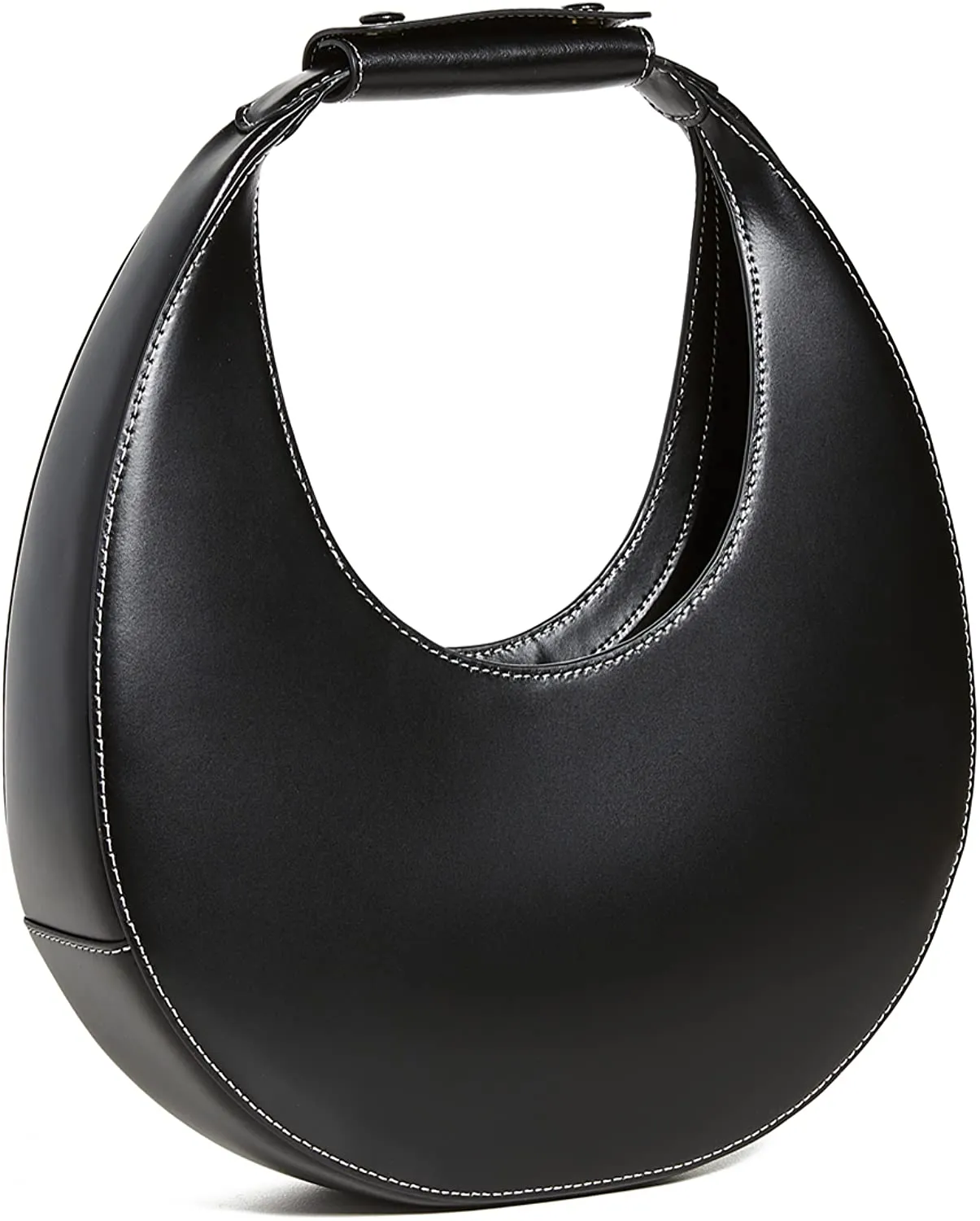 Staud Women Moon Suede Leather Top Handle Tote Handbag Black OS