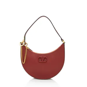 Valentino Grainy Calfskin VLogo Moon Mini Chain Hobo