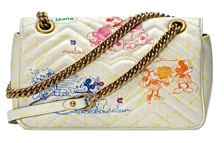 (WMNS) Gucci x Disney Beige MiceGG Marmont Series Small Satchel White 443497-1TSAM-9191