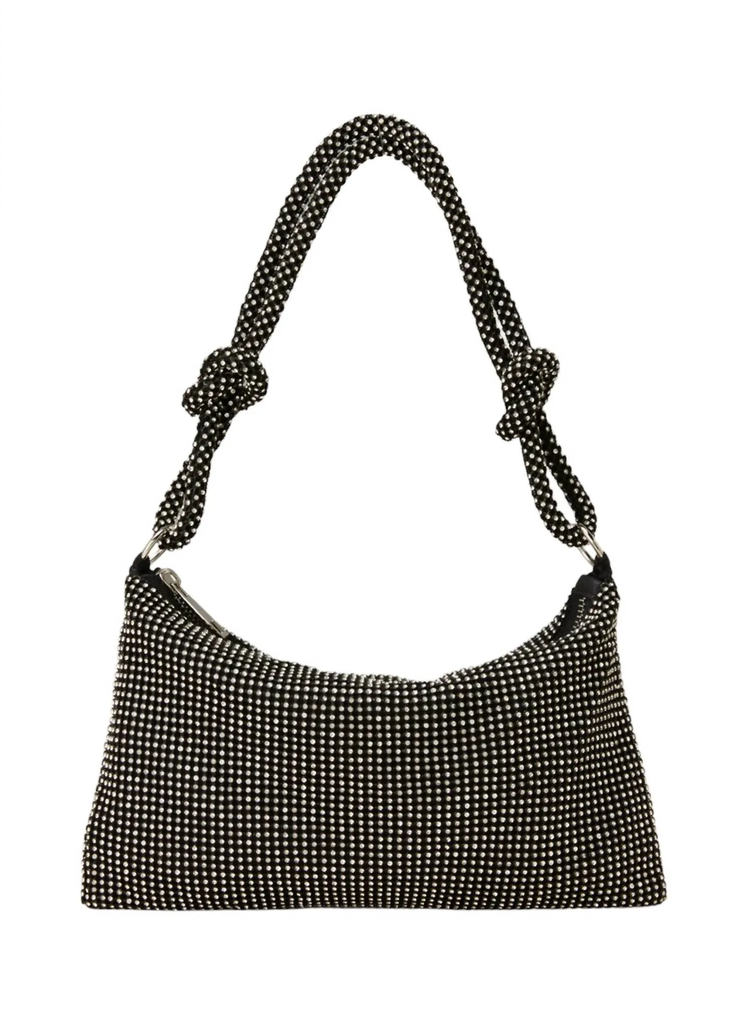 Women's Rhinestone Studded Hobo Bag In Black Clear Stone