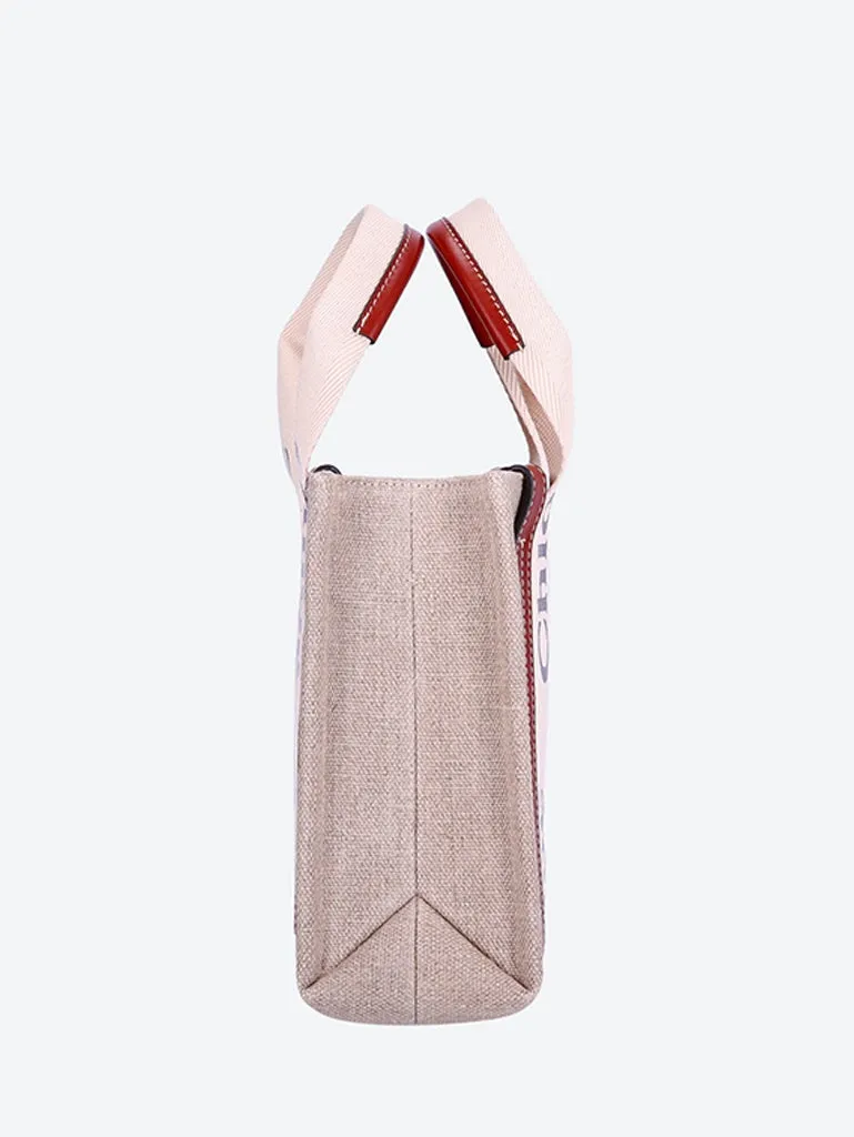 Woody linen small tote bag