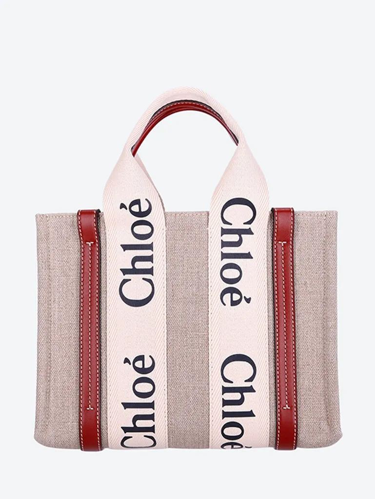 Woody linen small tote bag