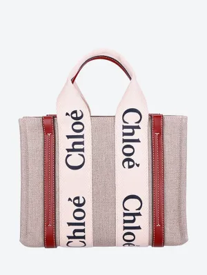 Woody linen small tote bag